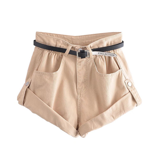Summer New Fashion Casual Style Belt Three-Color Slim Denim Shorts For Women