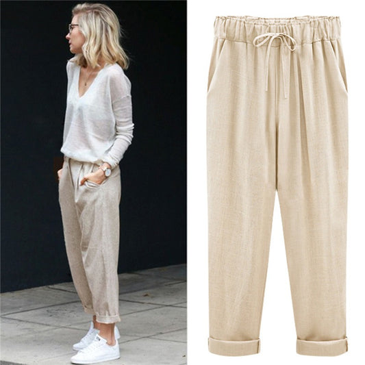 Pants women's cotton and linen